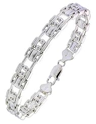 Sterling Silver 9 in. binario Bar Beaded Bracelet (Also Available in 8 in.), 3/8 in. (10mm) wide