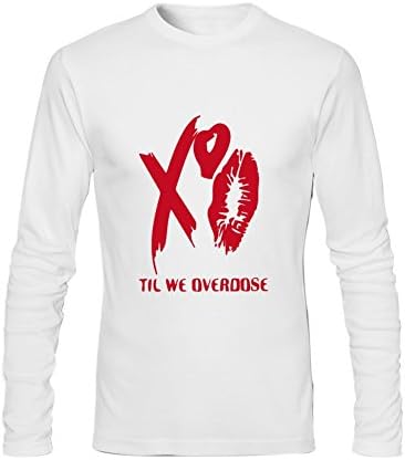 ZIFG Men's DIY XO The Weeknd Logo Cotton Crewneck Long T shirt XL White
