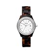 Fossil Womens ES2680 Faux Tortoise Plastic Bracelet White Glitz Analog Dial Watch