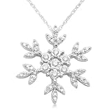 10k White Gold White Diamond Snowflake Pendant (1/5 cttw, H-I Color, I2-I3 Clarity), 18"