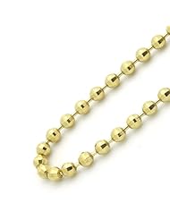 14K Gold 3mm Italian Diamond Cut Bead Chain Necklaces ( Available Length 16", 18", 20", 22", 24")