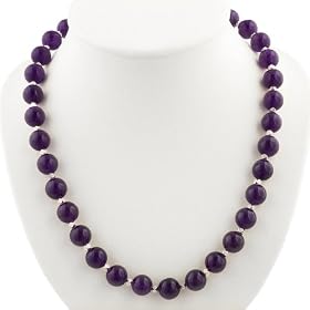 Handmade Purple Amethyst Necklace With Faceted Silver Beads by AsiaEXP