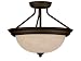 Kenroy Home 80370COCO Triomphe Two-Light Semi Flush Light with 12-Inch Amber Scavo Glass Shade - Incandescent