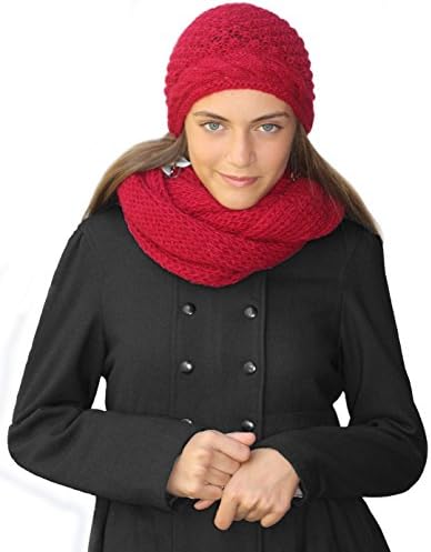 Handmade WOOL Infinity Scarf and Hat Set - Cranberry (CUSTOM MADE)