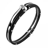 Stainless Steel and Black Plastic Bangle Bracelet