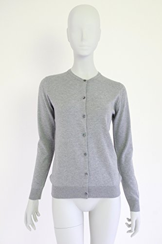 JOHN SMEDLEY(ジョンスメドレー) 30Gクルーネック長袖カーディガン SILVERグレー　正規品