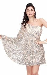 Long Sleeves Empire   Waistline Chiffon/Taffeta/Tulle Lace Beaded Applique Crystals Crystal Evening Dress/Mini Dress 