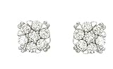 14K White Gold Diamond Cluster Stud Earrings