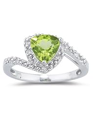0.06 Cts Diamond & 2.60 Cts Peridot Ring in 14K White Gold