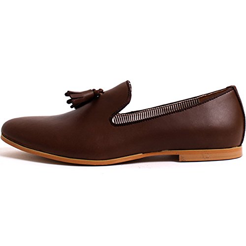 New Premium Stylish Tassel Mens Leather Slip On Casual Dress Shoes Brown
