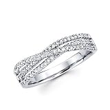 14k White Gold Diamond Anniversary Right Hand Fashion Ring Band 0.38 ct (G-H Color, SI2 Clarity)