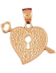 Dazzlers Solid 14k Gold Heart Lock and Key Charm Pendant Available in three colors from jewelsberry (weights: 1.6 grams only)