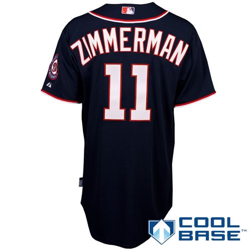 MLB Men's Washington Nationals Ryan Zimmerman Six Button Cool Base Authentic Alternate Jersey (Navy, 40/Medium)