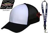 Original Flexfit Trucker Cap in Schwarz-Weiss unbestickt + Schlüsselband von 2stoned
