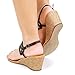 Twisted Women's Riley Faux Suede Cutout Gladiator T-strap Low Wedge Sandal with Rhinestones