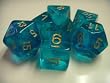 Chessex Dice: Polyhedral 7-Die Borealis Dice Set - TEAL with/GOLD - NEW