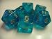 Chessex Dice: Polyhedral 7-Die Borealis Dice Set - TEAL with/GOLD - NEW