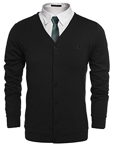 Coofandy Men's Casual V-neck Long Sleeve Button Down Cardigan