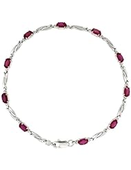 10k White Gold Swirl Tennis Bracelet w/ 0.05 Carat Brilliant Cut Diamonds & 2.50 Carats Oval Cut Created Ruby Stones, 1/8 in. (3mm) wide