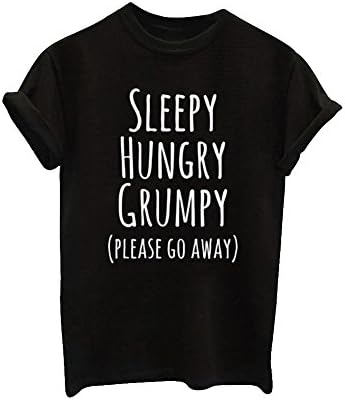 Apparel Inter Women Hipster Sleepy Hungry Grumpy Print Black Sexy T-Shirt