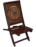 Indian Handicraft Hand Carved Royal Camel Riding Painted Folding Wooden Chairs