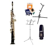 Legacy SS1000BN Intermediate Black Nickel Fully Engraved Soprano Saxophone with Case, Accessories and Yamaha Mouthpiece, The Instrument Store Starter Kit