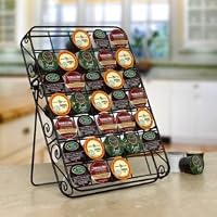Universal Keurig K-cup Storage Rack 35 Capacity Can Be Used on Countertop, Inside Drawer or Mount on Wall, Black Scroll Design
