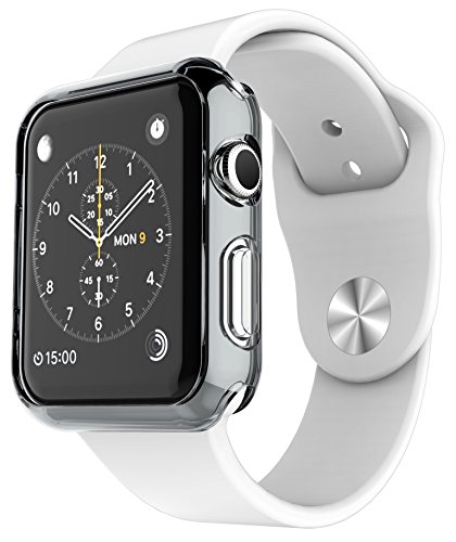 Apple Watch Case, E LV [Ultra Slim] Apple Watch 42mm Case Premium Semi-transparent Super Lightweight / Exact Fit / Absolutely NO Bulkiness Soft Case for Apple Watch 42mm with 1 Microfiber Cleaning Cloth - [BLACK]
