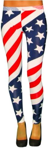 Fundesires Women's Stars and Stripes Thin Leggings One Size