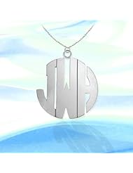 Monogram Necklace 1 1/4 inch Sterling Silver Handcrafted Cutout Personalized Initial Necklace - Made in USA