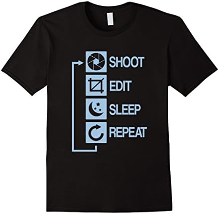 Men's Shoot Edit Sleep Repeat Funny Photographer T-Shirt XL Black