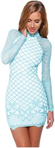 NianNvJiao Women's Lace Long Sleeve Sexy Costume Blue M
