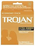 Trojan Ultra Ribbed Latex Condoms, Lubricated, 36-Count Boxes (Pack of 2)
