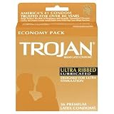 Trojan Ultra Ribbed Latex Condoms, Lubricated, 36-Count Boxes (Pack of 2)