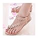 Fullkang Elegant Women Summer Bohemia Flower Beads Flip-flop Shoes Flat Sandals