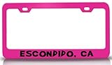 ESCONDIDO, CA USA Canada Steel License Plate Frame Tag Holder Pink