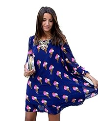 Sexy Polyester Short Sleeves General Print Shift Tunic 