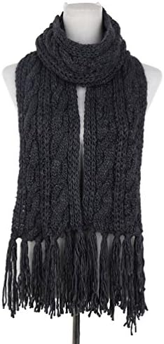Dasein Chunky Hand-Knit Cable Scarf Soft Cashmere Feel Classic Solid Color Scarf