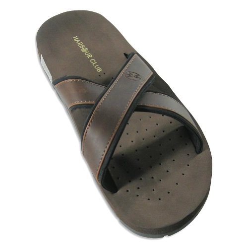 Harbour Club - Mens Faux Leather Sandal, Brown, Black
