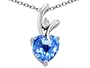 1.95 cttw 925 Sterling Silver 14K Gold Plated Genuine Heart Shaped Blue Topaz Pendant