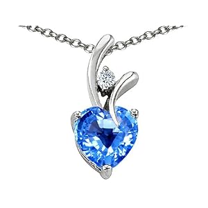 1.95 cttw 925 Sterling Silver 14K White Gold Plated Genuine Heart Shaped Blue... by