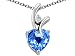 1.95 cttw 925 Sterling Silver 14K White Gold Plated Genuine Heart Shaped Blue Topaz Pendant