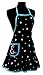 Black & White Polka Dot Monogram Apron with Glacier Blue Trim - E