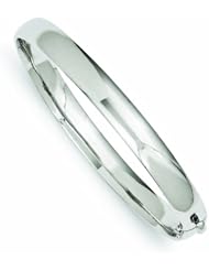 14K White Gold 7.7mm Polished Casted Hinged Bangle Bracelet