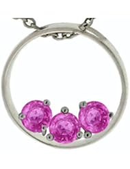 Tommaso Design (tm) Circle Of Love Genuine Pink Tourmaline Pendant in 14 kt White Gold