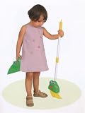 Faro Toys Italy: Pretend Play Cleaning Products: Children's Talking Toy Broom and Dust Pan: Talks Italian!