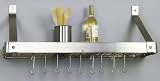 36 1/2 x 9 Satin Nickel Bookshelf Pot Rack w/ 12 Hooks