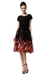 Summer Floral Print Chiffon Short Sleeves Prom Dress/Tunic 