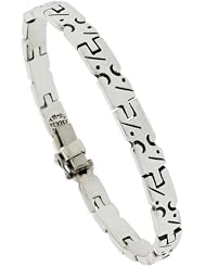 8 1/2 inch Gents Sterling Silver Handmade Link Bracelet, 5/16 inch wide