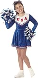 Kid's Blue Pep Ralley Cheerleader Costume (Size: X-Small 4-6)